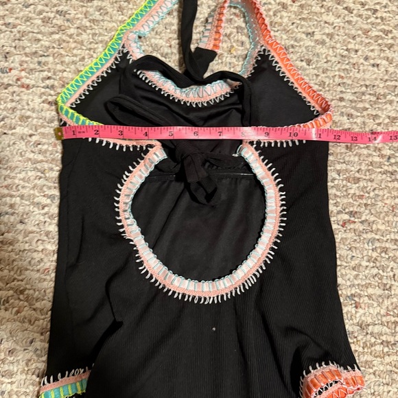 Pilyq Platinum Black Crochet Rainbow Trim One Piece Swimsuit- Size Medium - Picture 8 of 10